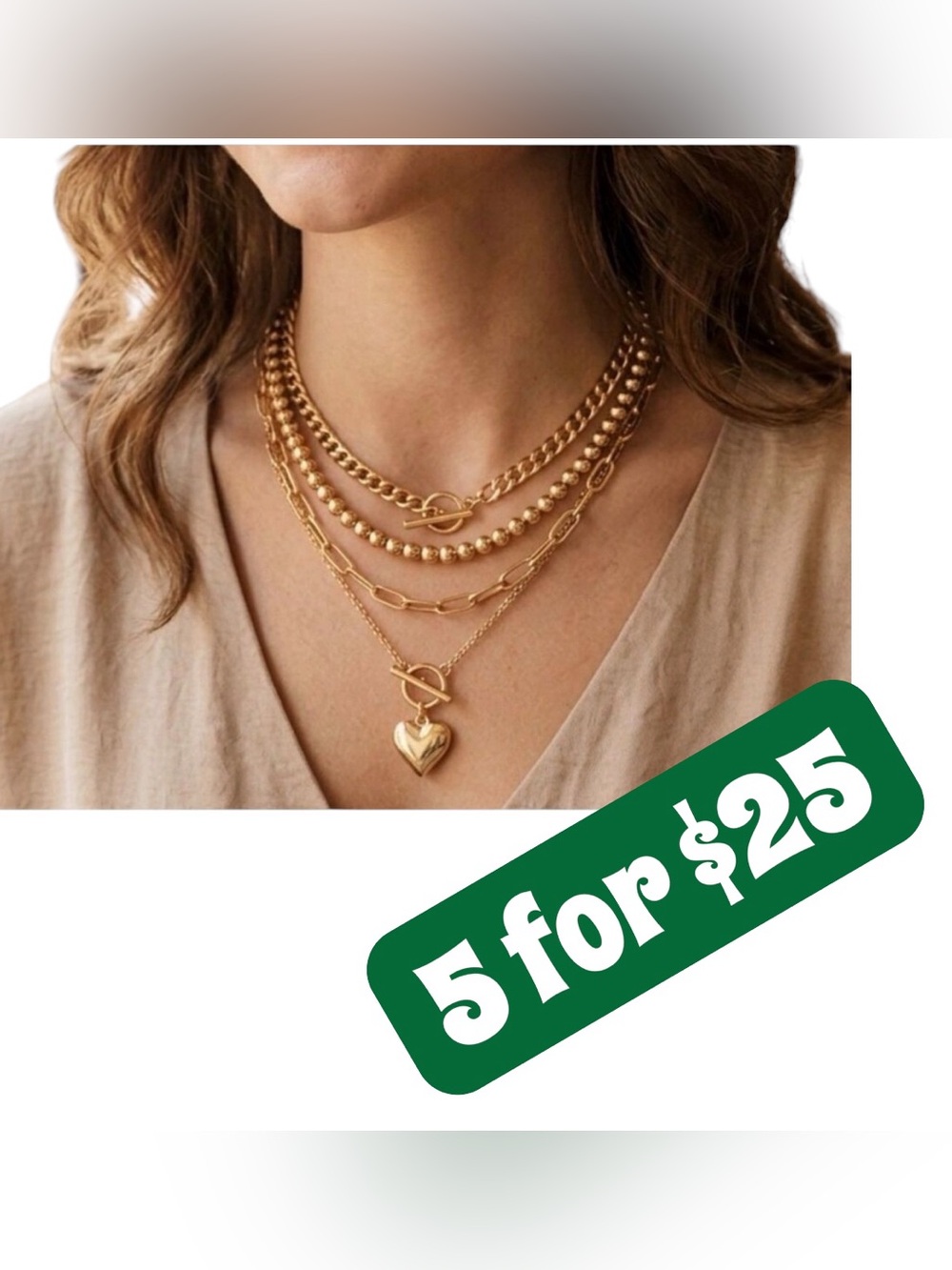 *5 ITEMS FOR $25* Layered Heart Necklace
